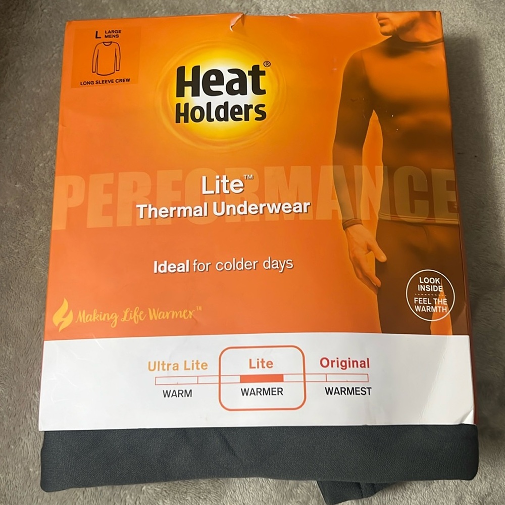 New Heat Holders Lite Thermal Underwear Long Sleeve Crew Shirt Size L
